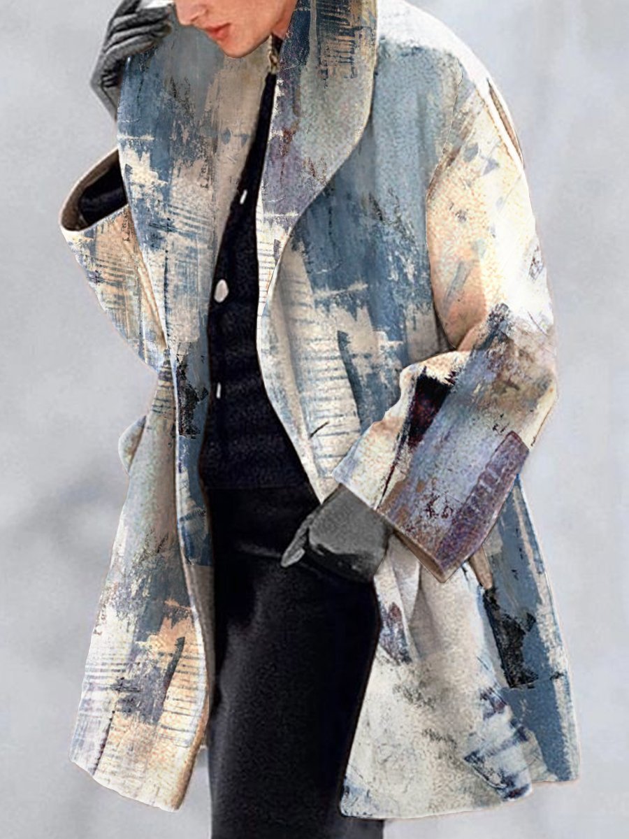 Fashion Retro Women's Lapel Print Wool Jacket LuxuryLifeWay Online Store