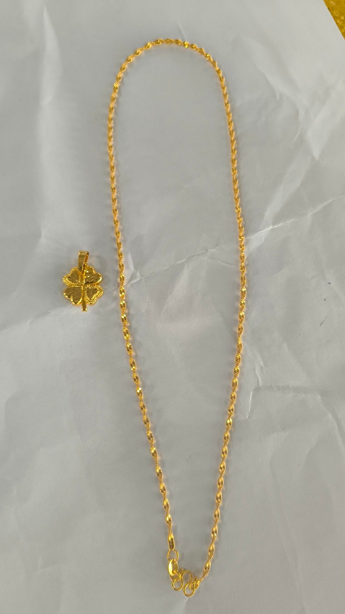 Gold-plated Brass Pendant Necklace For Women, Water Wave Textured Collarbone Chain LadyShow.Store
