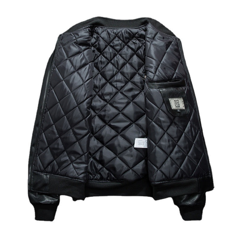 Baseball Collar PU Leather  Bomber Couple Jacket