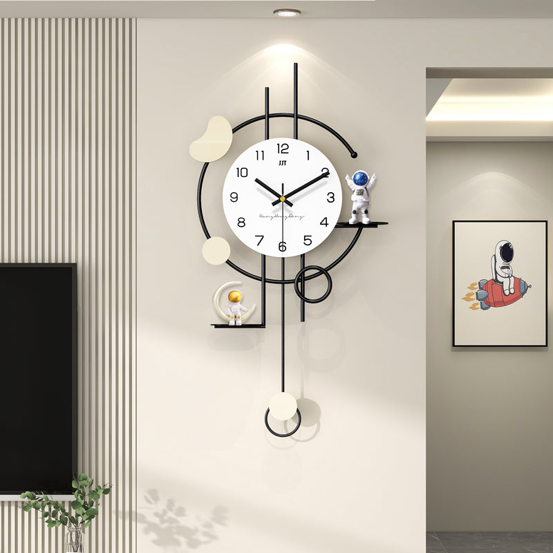 Modern Astronaut Pendulum Wall Clock Space Themed Home Decor PearlNestDecor.com