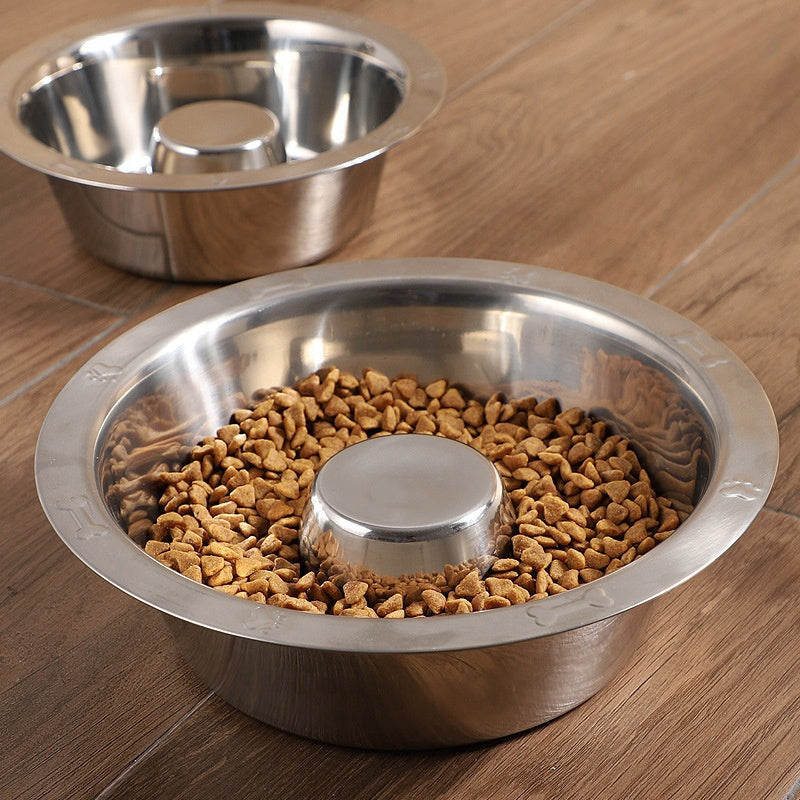 Pet Slow Food Stainless Steel Bowl And Tableware Pets Fashion