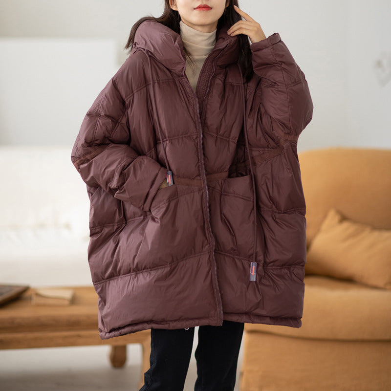Plus Size White Duck Down Loose Down Jacket LadyShow.Store