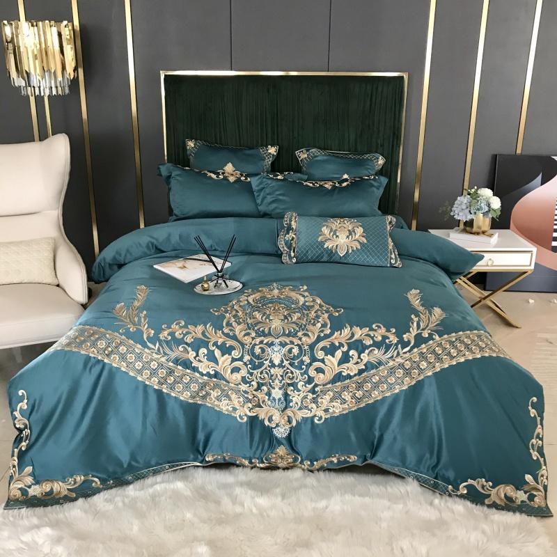 Four-piece Embroidered Tencel Cotton Bed Linen And Duvet Cover