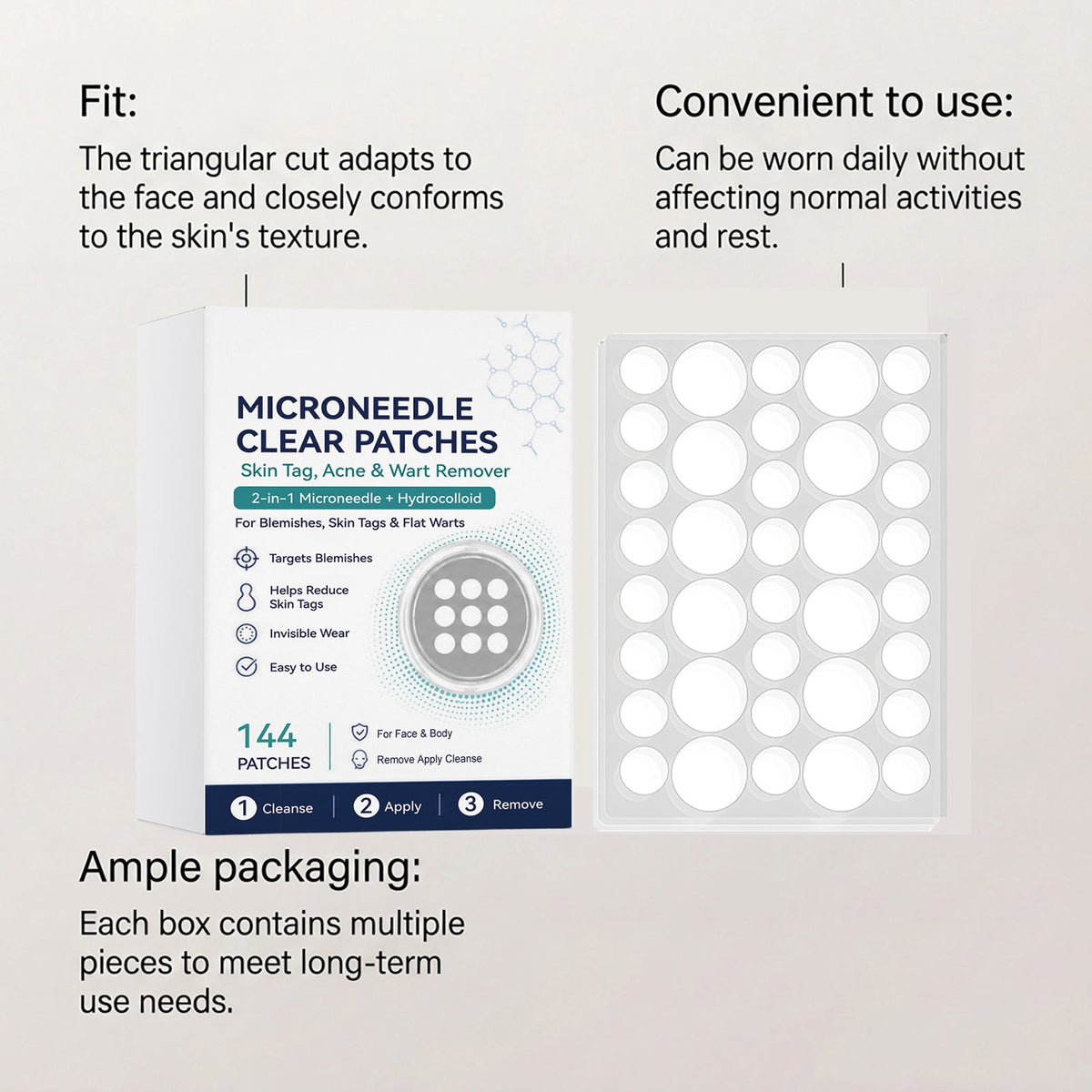 Acne Microneedle Patch - 144 Pieces Per Box Tri Light Beauty