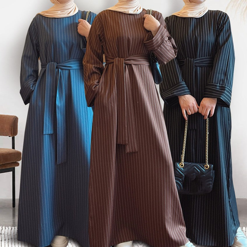 Middle East Stripe Tunneled Dress Women NorixaFashion.com