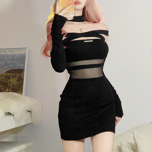 Sexy Backless Straight Neck Dress NorixaFashion.com