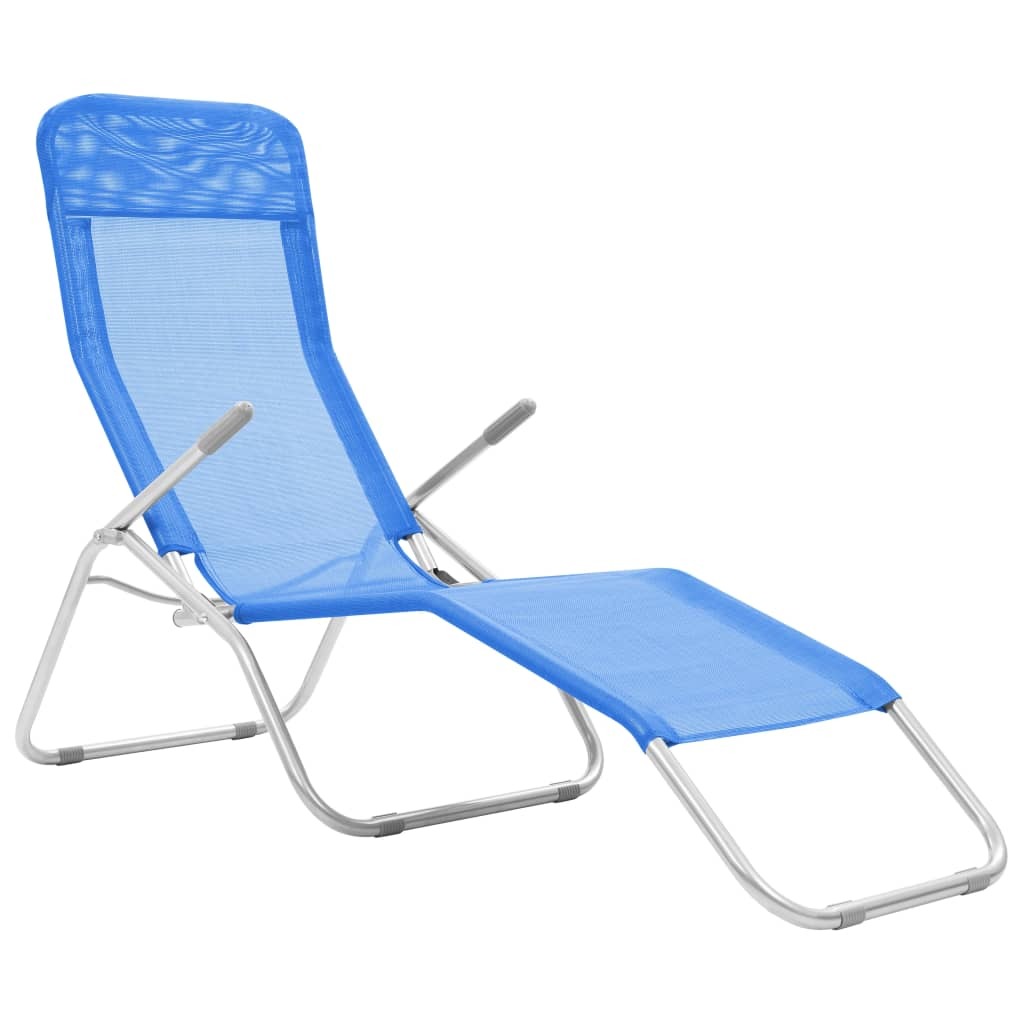 Folding Sun Loungers 2 pcs Textilene Blue LuxuryLifeWay Online Store