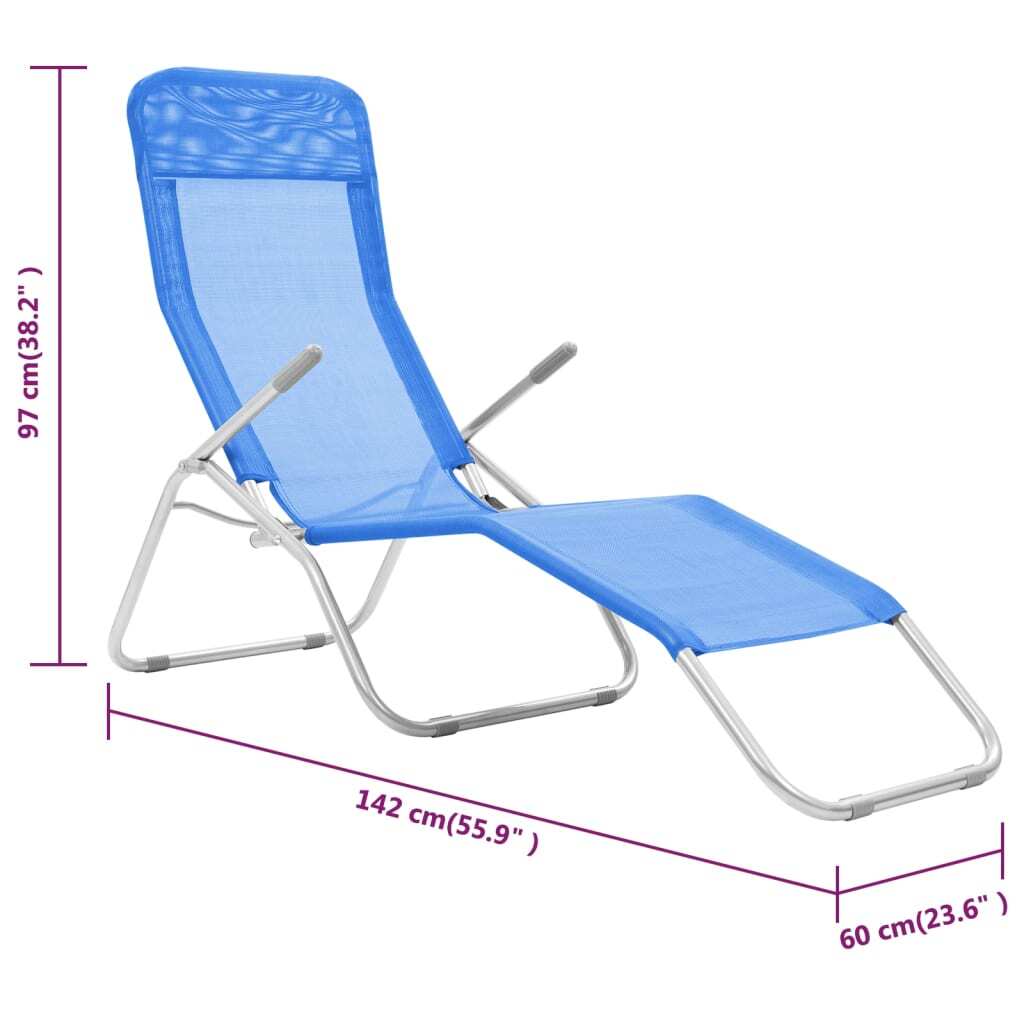 Folding Sun Loungers 2 pcs Textilene Blue LuxuryLifeWay Online Store