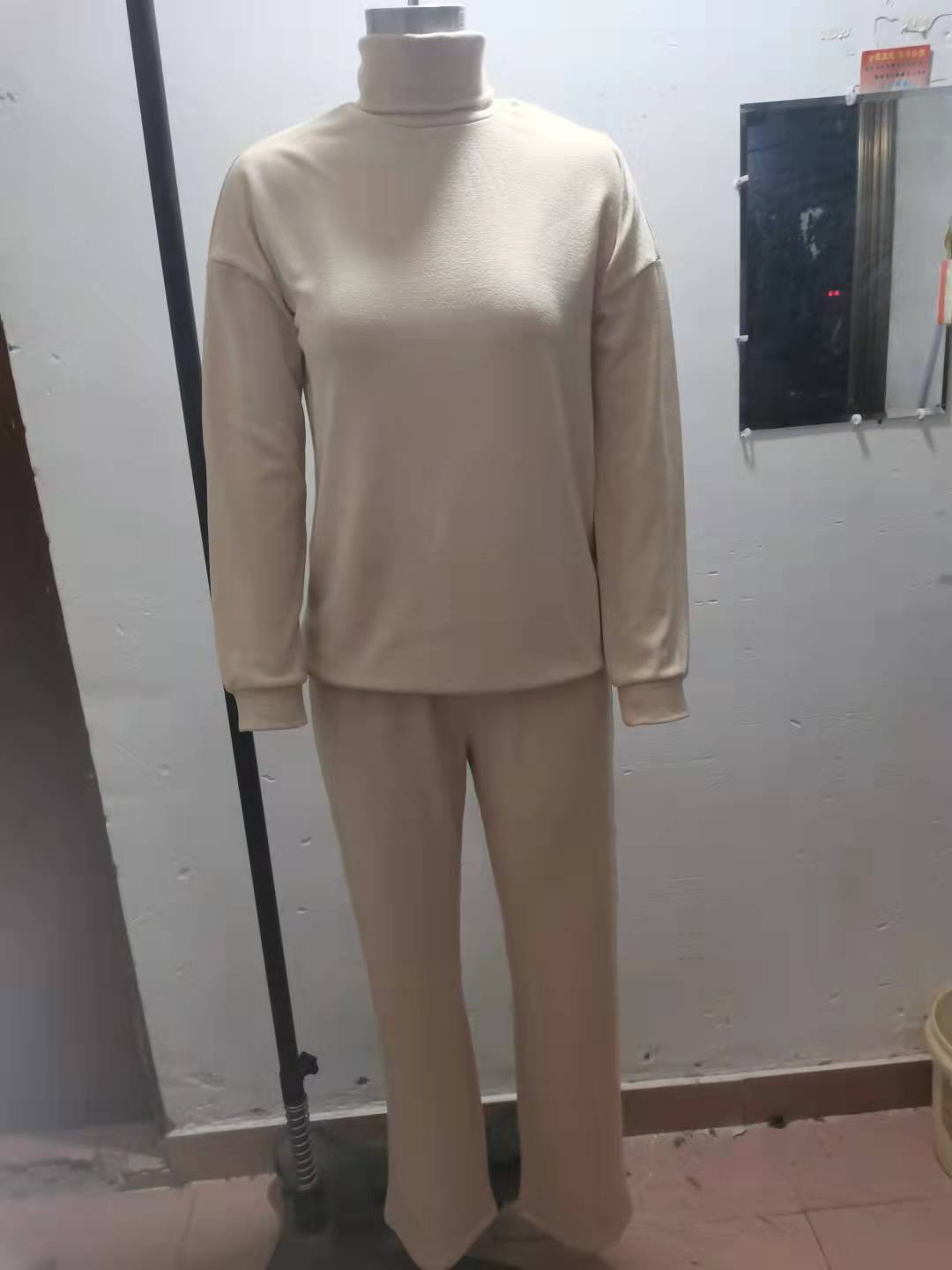 Casual Fashion Suits For Women Turtleneck Sweater And Drawstring Straight Pants LadyShow.Store