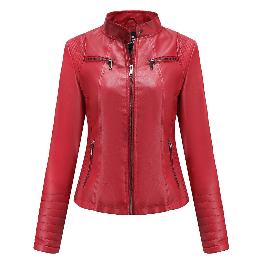 Women's Leather Thin Motorcycle Clothing Short Chic Women's Jacket LadyShow.Store