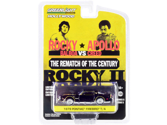 1979 Pontiac Firebird Trans Am T/A Black with Hood Bird "Rocky II" (1979) Movie "Hollywood Series" Release 5 1/64 Diecast Model Car by Greenlight LuxuryLifeWay Online Store