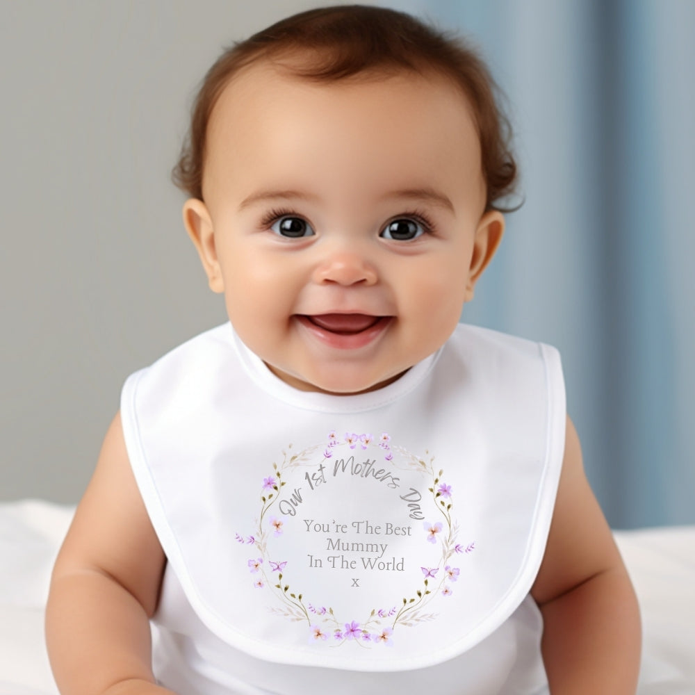 Our 1st Mother's Day Pretty Flowers Baby Outfit: Bib, Vest, Baby Grow LuxuryLifeWay Online Store