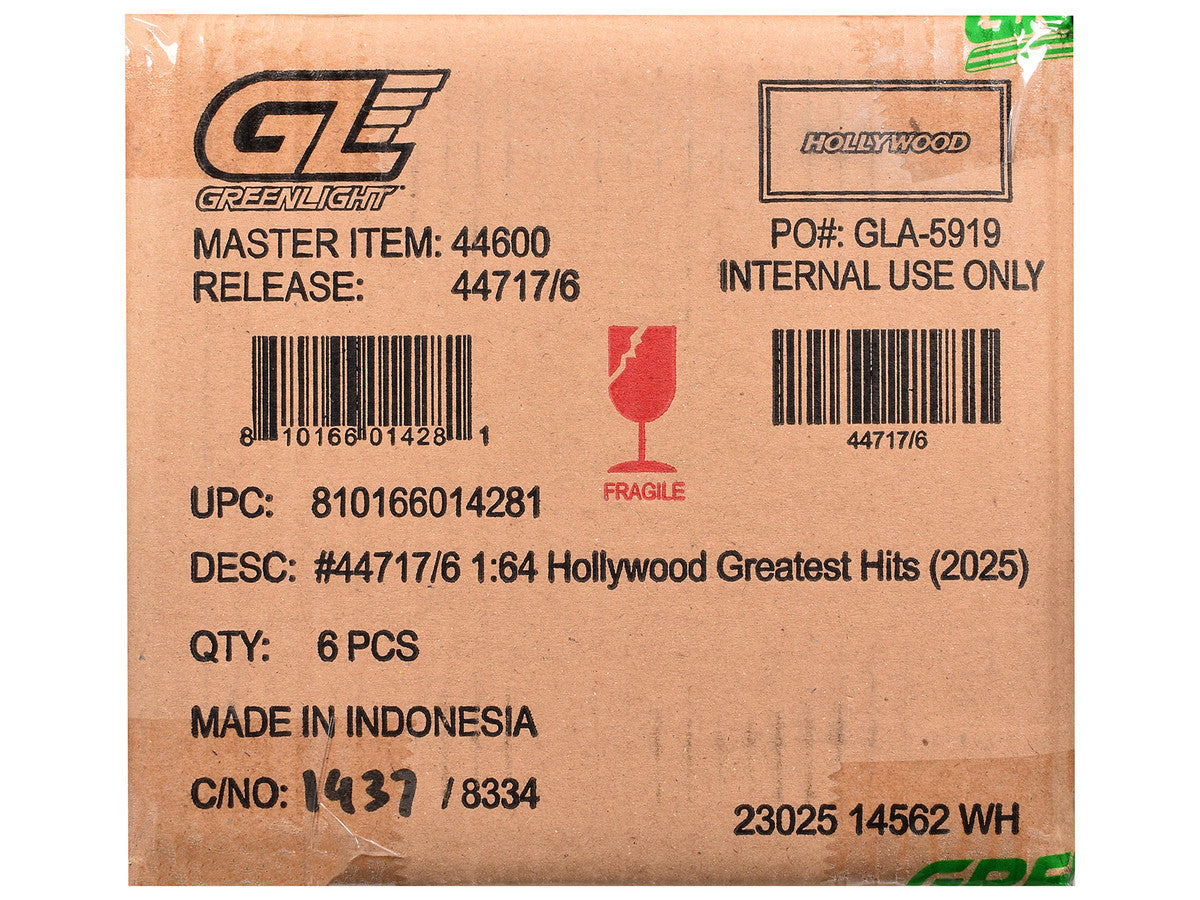 "Hollywood Greatest Hits" (2025) Set of 6 pieces 1/64 Diecast Model Cars by Greenlight LuxuryLifeWay Online Store