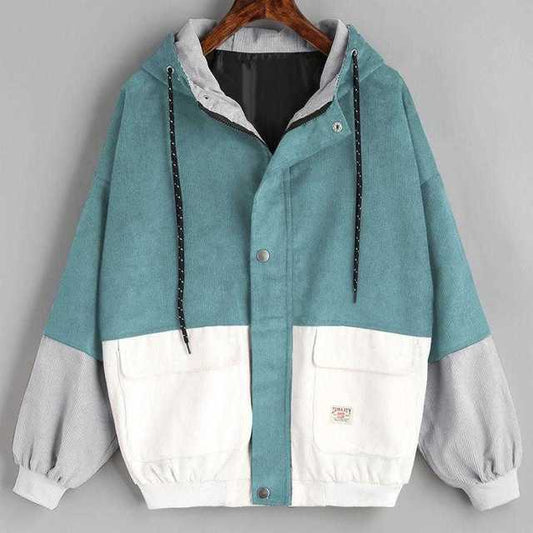 Oversized Corduroy Patchwork Jackets for Women Pi-Mart