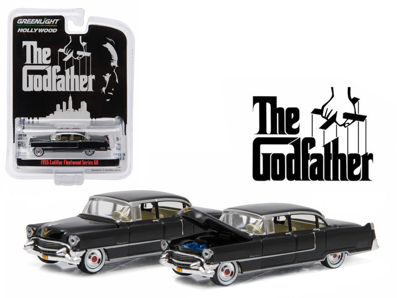 1955 Cadillac Fleetwood Series 60 Black "The Godfather" (1972) Movie "Hollywood Series" Release 14 1/64 Diecast Model Car by Greenlight LuxuryLifeWay Online Store