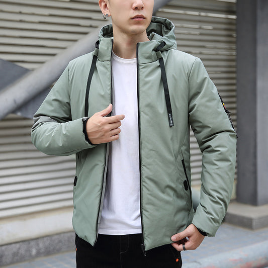 Men's Plus Size Cotton-padded Slim Hooded Coat Pi-Mart
