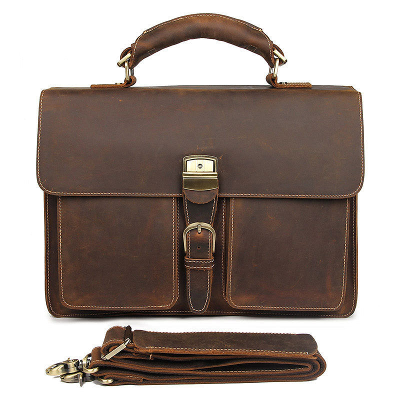 Leather Handbag Vintage Crazy Horse Leather Men's Briefcase LuxuryLifeWay Online Store