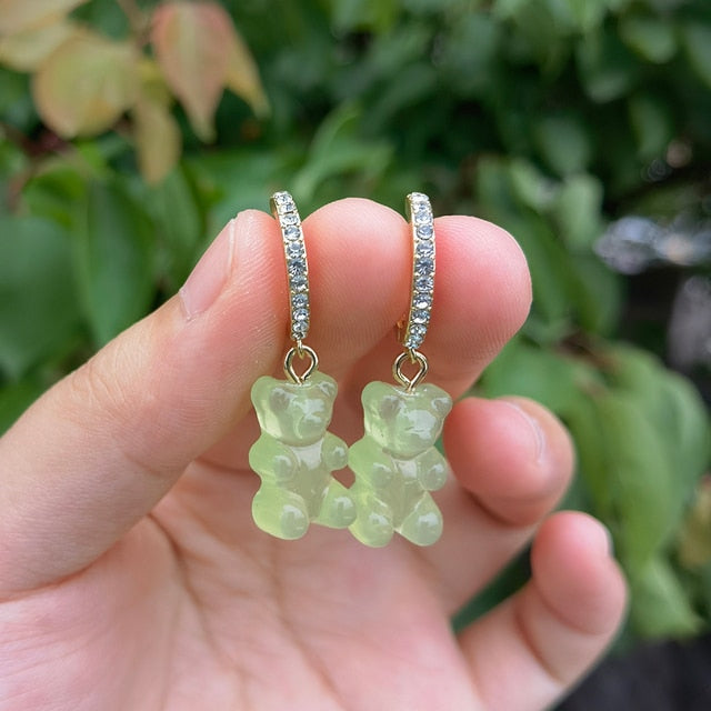 Cute Acrylic Gummy Bear Dangle Earrings Pi-Mart