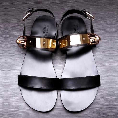 Men's Summer Leather Roman Sandals with Metal Rivets Best YouTube Store