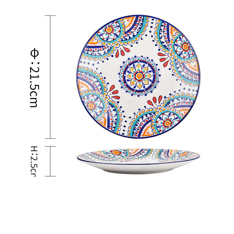 Underglaze Ceramic Tableware Bohemian Household Dishes LadyShow.Store
