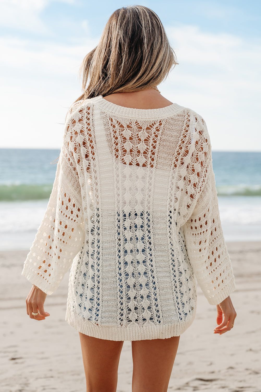 Francesca Hollow Out Knit Bracelet Sleeve Sweater LuxuryLifeWay Online Store