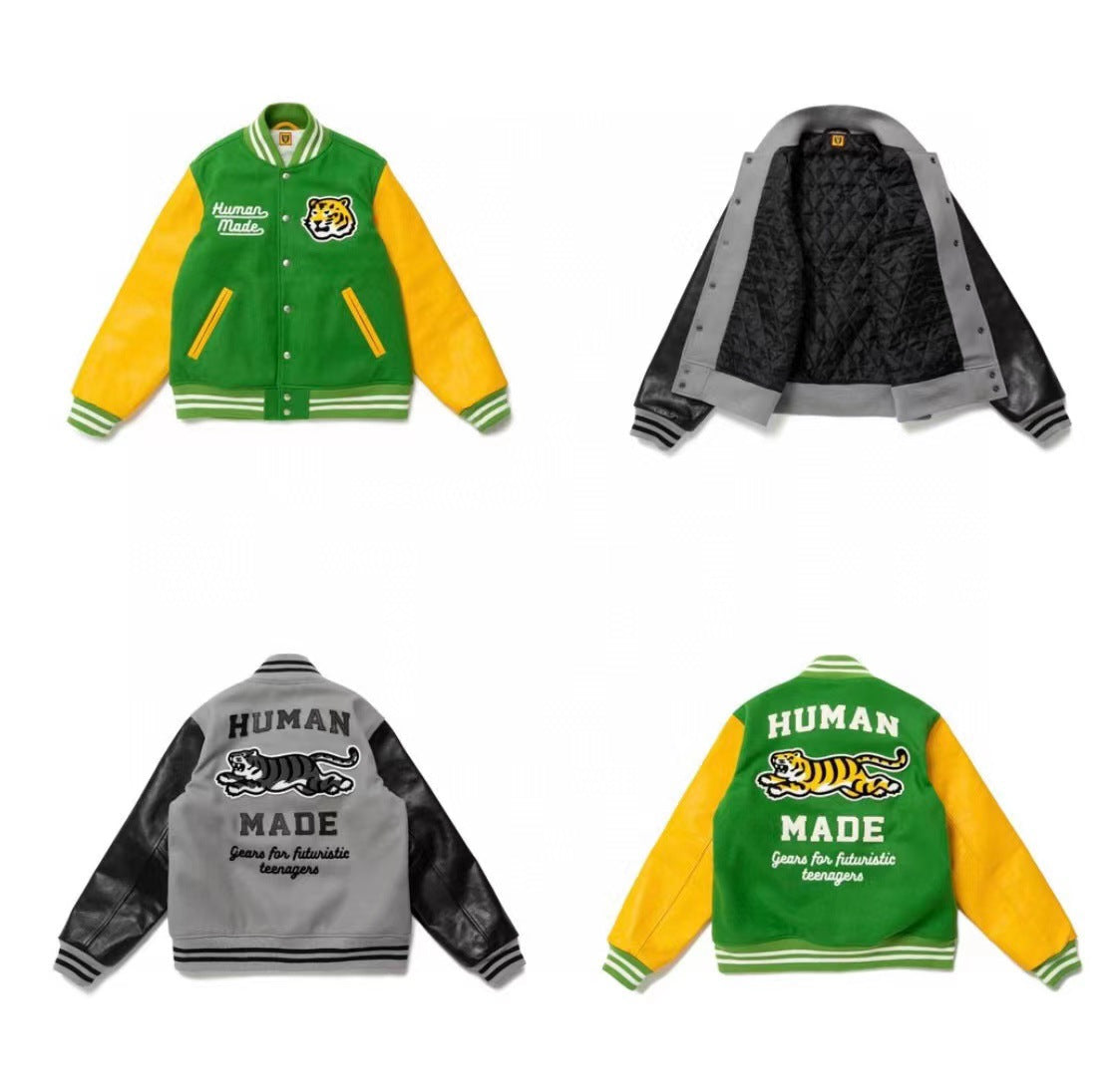 Tiger Embroidered Leather Jacket Couple Loose Fall And Winter Baseball Uniform Best YouTube Store