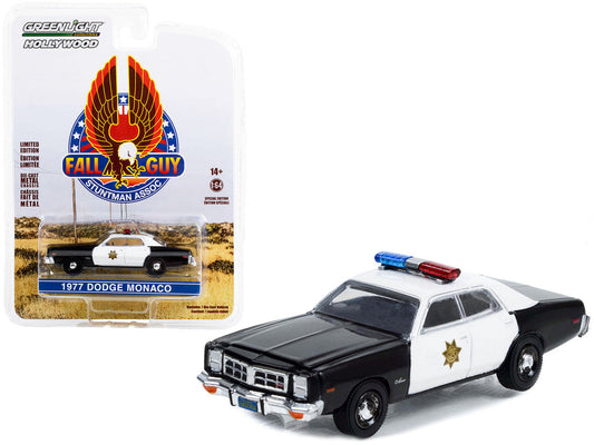 1977 Dodge Monaco Police Black and White "County Sheriff's Department" "Fall Guy Stuntman Association" Hollywood Special Edition 1/64 Diecast Model Car by Greenlight LuxuryLifeWay Online Store