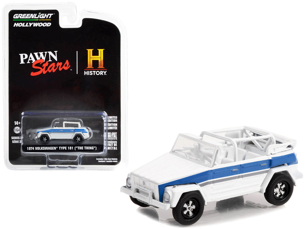 1974 Volkswagen Thing (Type 181) White with Blue Stripes "Pawn Stars" (2009-Current) TV Series "Hollywood Series" Release 37 1/64 Diecast Model Car by Greenlight LuxuryLifeWay Online Store