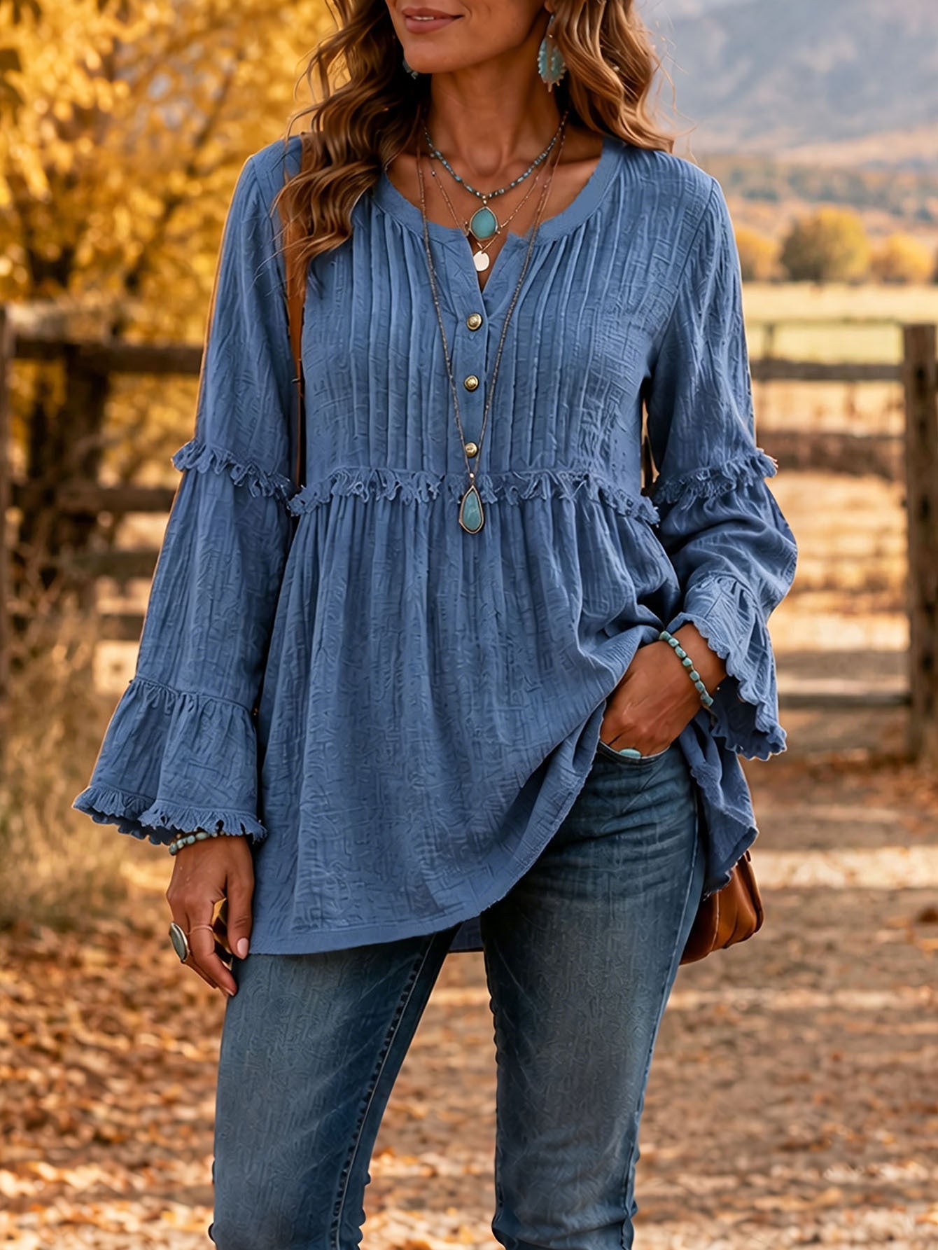 Lace-trimmed Loose-fit Shirt With Tassel Patchwork Top NorixaFashion.com