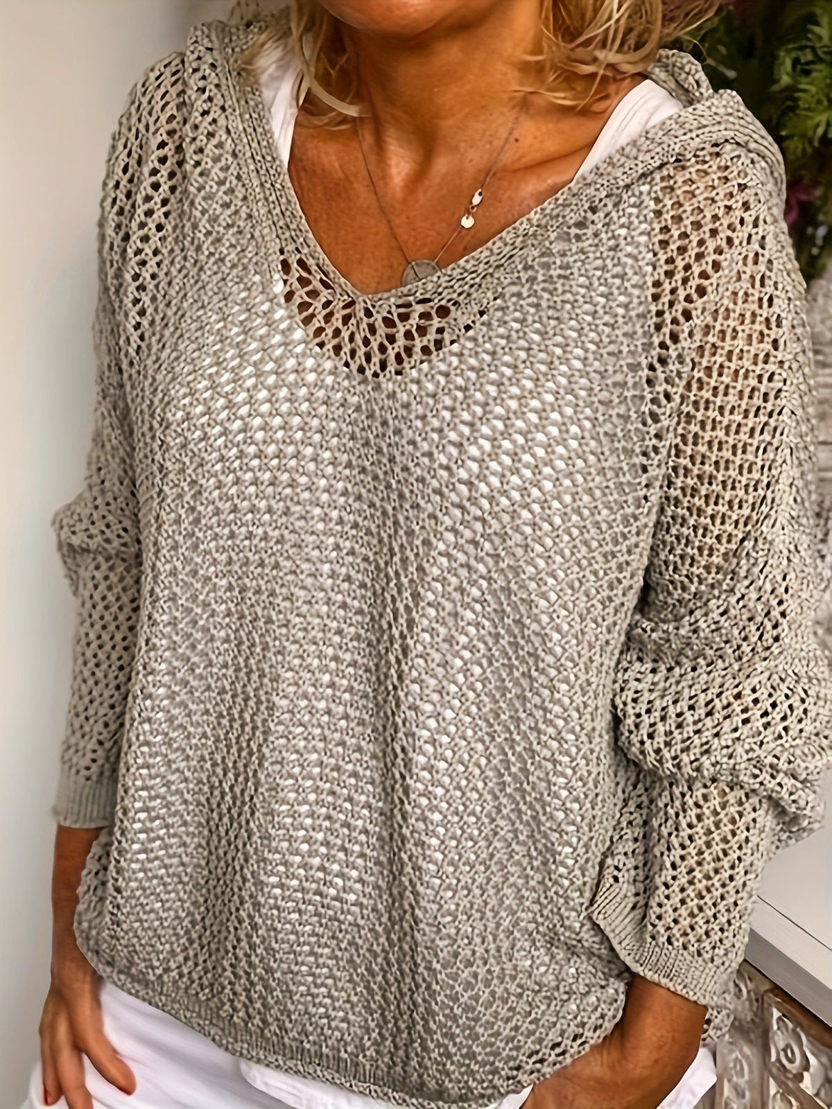 Sun Protection Knitted Hooded Sun Protection Clothing Hooded Thin Loose Sweater NorixaFashion.com