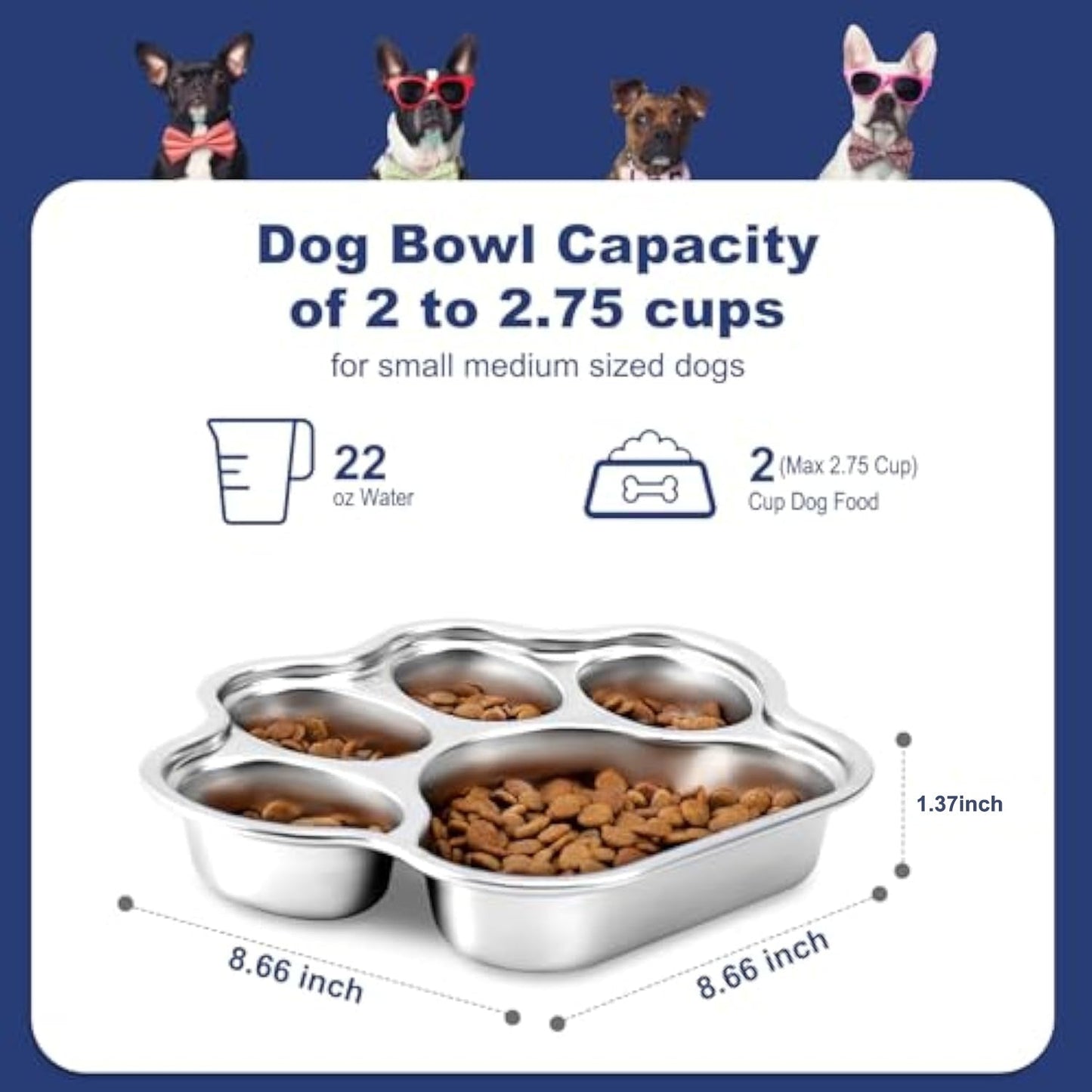 Dog Bowls Slow Feeder Stainless Steel Small Medium Breed Slow Feeding Dog Bowl For Fast Eater Dog Dishes To Slow Down Eating Non Slip Dog Food Bowl Pets Fashion