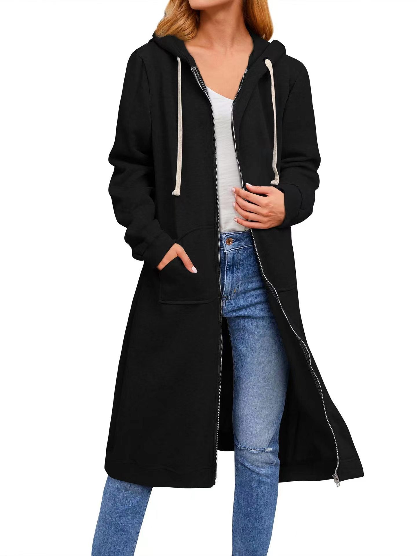 Autumn And Winter Women's Clothing Loose Zip Long Cardigan Jacket LuxuryLifeWay Online Store