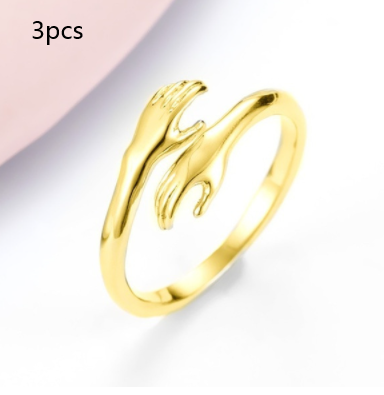 Alloy Simple Hands Hug Ring Opening Adjustable Jewelry CJD