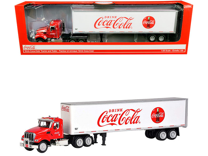 Truck Tractor with 53' Trailer "Drink Coca-Cola" Red and White 1/50 Diecast Model by Motorcity Classics LuxuryLifeWay Online Store
