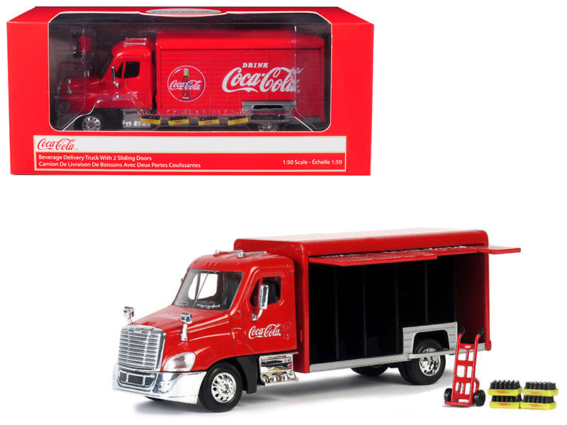 Beverage Delivery Truck "Coca-Cola" with Handcart and 4 Bottle Cases 1/50 Diecast Model by Motorcity Classics LuxuryLifeWay Online Store
