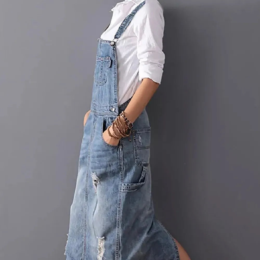 Women's Fashion Denim Strap Skirt Pi-Mart
