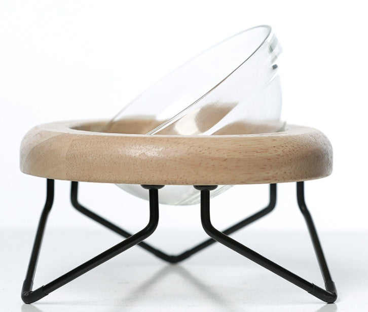 Solid Wood Cat Bowl Rack Pets Fashion