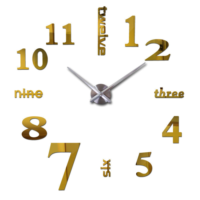 Creative acrylic mirror wall clock DIY stereo hanging PearlNestDecor.com