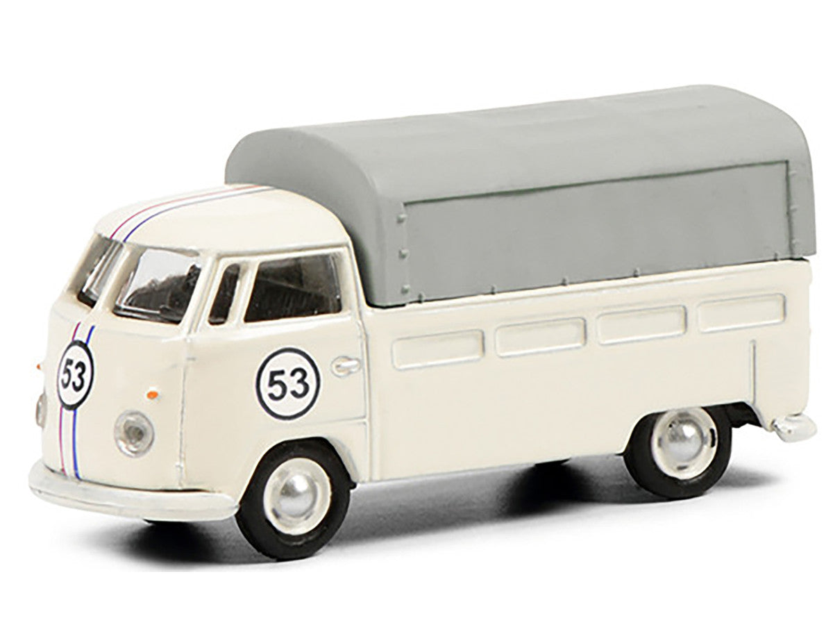 Volkswagen T1b Pritsche Plane Pickup Truck with Canopy #53 Cream 1/87 (HO) Diecast Model by Schuco LuxuryLifeWay Online Store