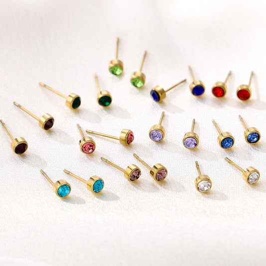 Stainless Steel Gold-plated Birthday Stone Constellation Diamond Bone Nail