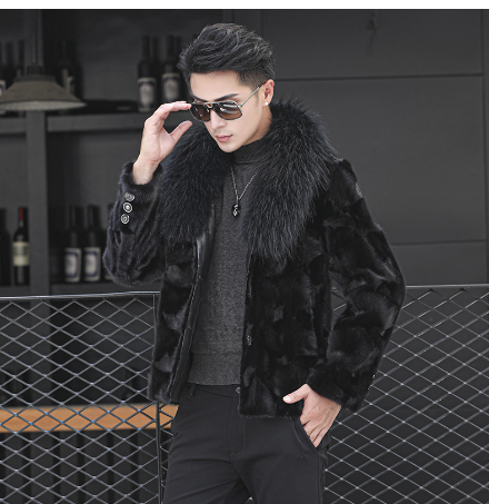 Men's Faux Fur Coat, Trendy Mid-Length Fashion Jacket Pi-Mart