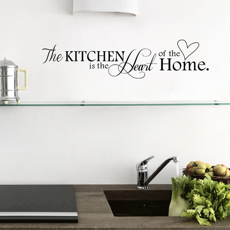 New Kitchen Is Heart Of The Home Letter Pattern Wall Sticker PVC Removable Home Decor DIY Wall Art MURAL PearlNestDecor.com