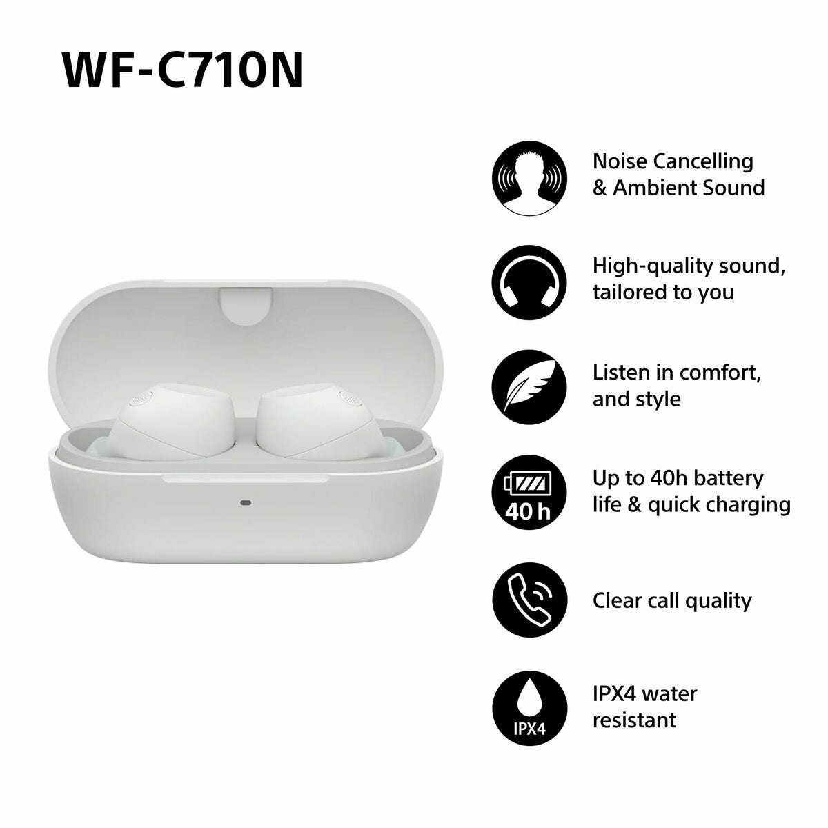 Headphones Sony WF-C710NW White LuxuryLifeWay Online Store