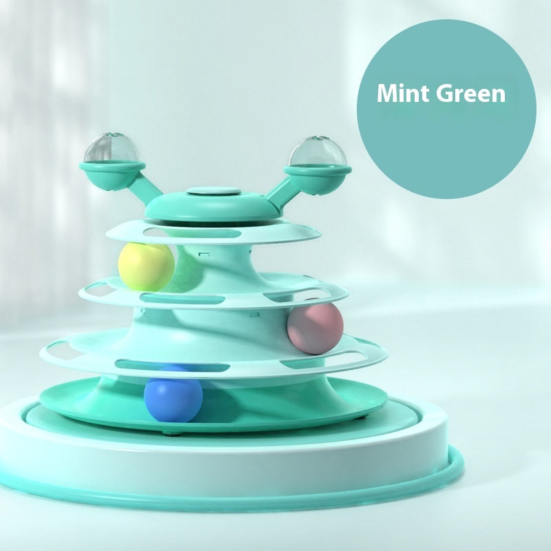 4 Levels Cat Toy Tower Turntable Roller Balls Toys Interactive Intelligence Pets Toys Training Track Puzzle Funny Games Accessories Pet Products Pets Fashion
