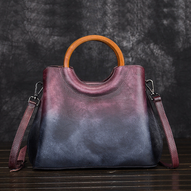 Leather handbags hand-painted suede leather handbags retro craft trend ladies handbag diagonal package LadyShow.Store