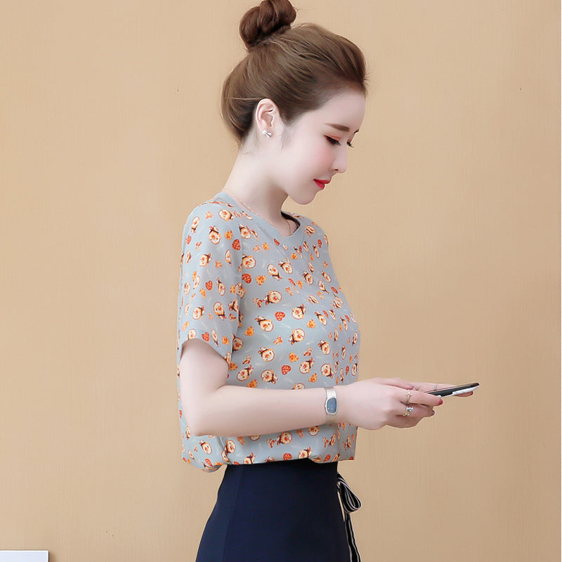 Sweet Chiffon Printed T-Shirt NorixaFashion.com