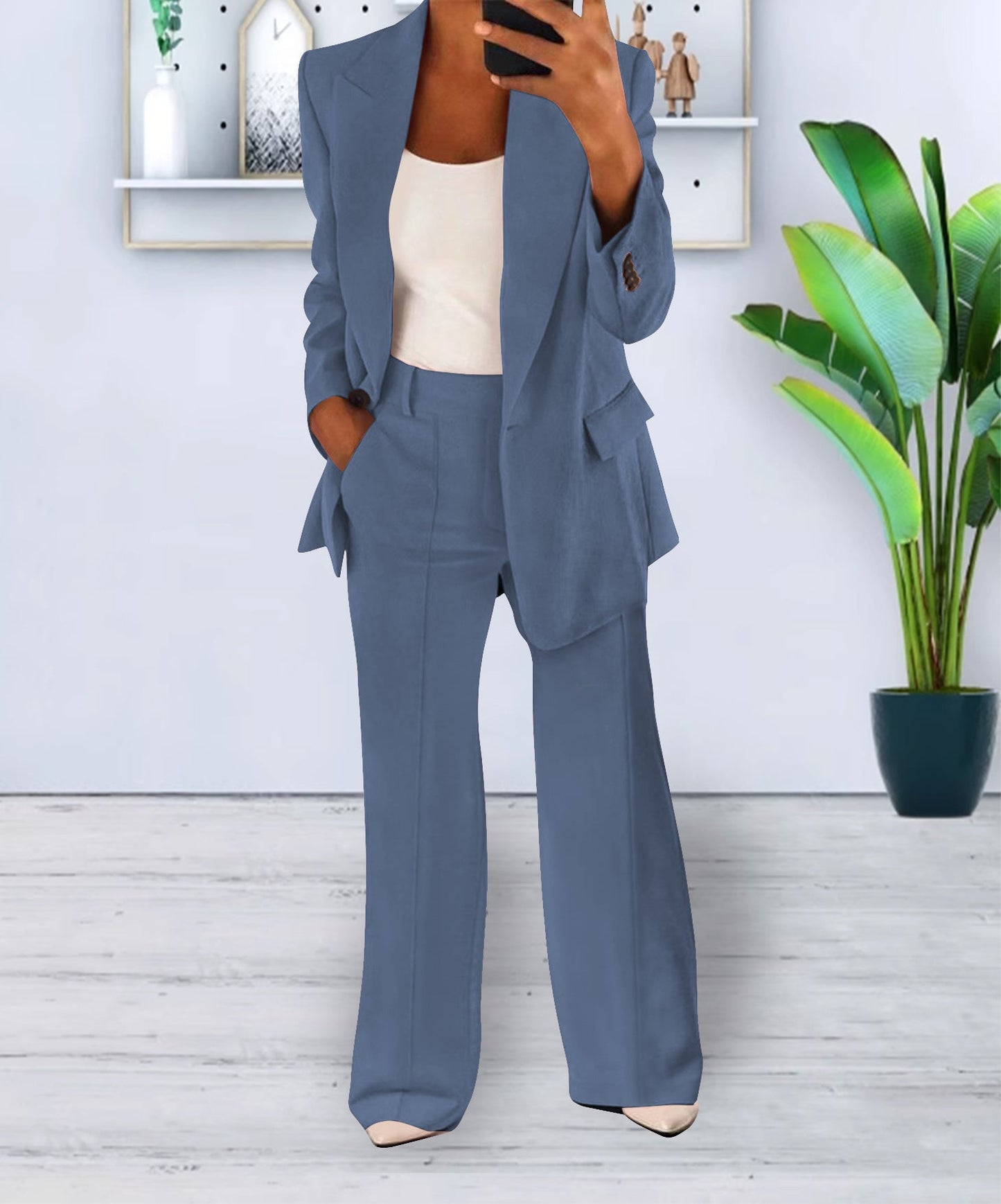 Women's Casual Blazer Suit  Two Piece Business Office Wear Set Fit Jacket And Pants NorixaFashion.com