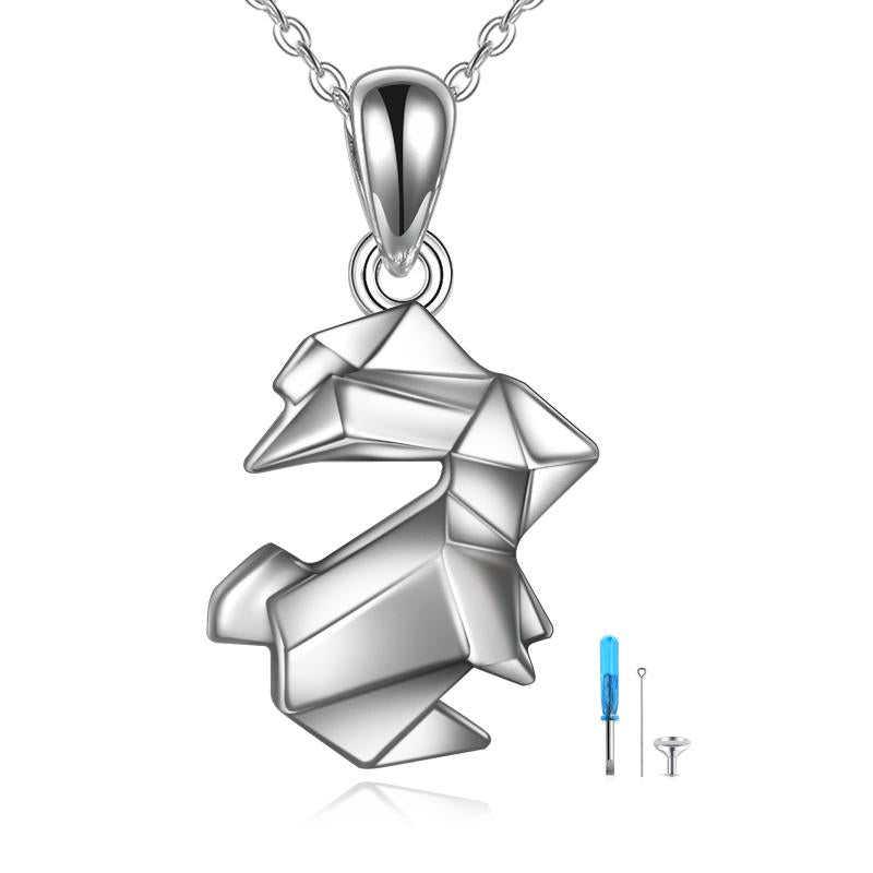 Origami Rabbit Bunny Urn Necklace for Ashes in Sterling Silver as Gifts LadyShow.Store