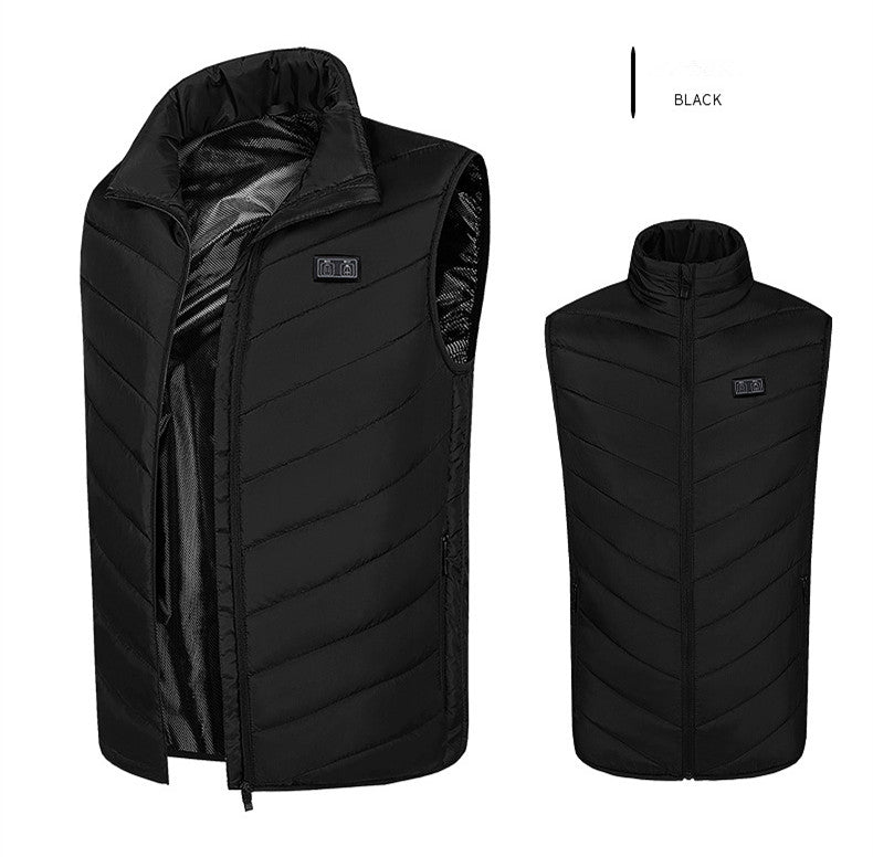 Fashionable Men's Stand Collar Heated Cotton Vest 11zones