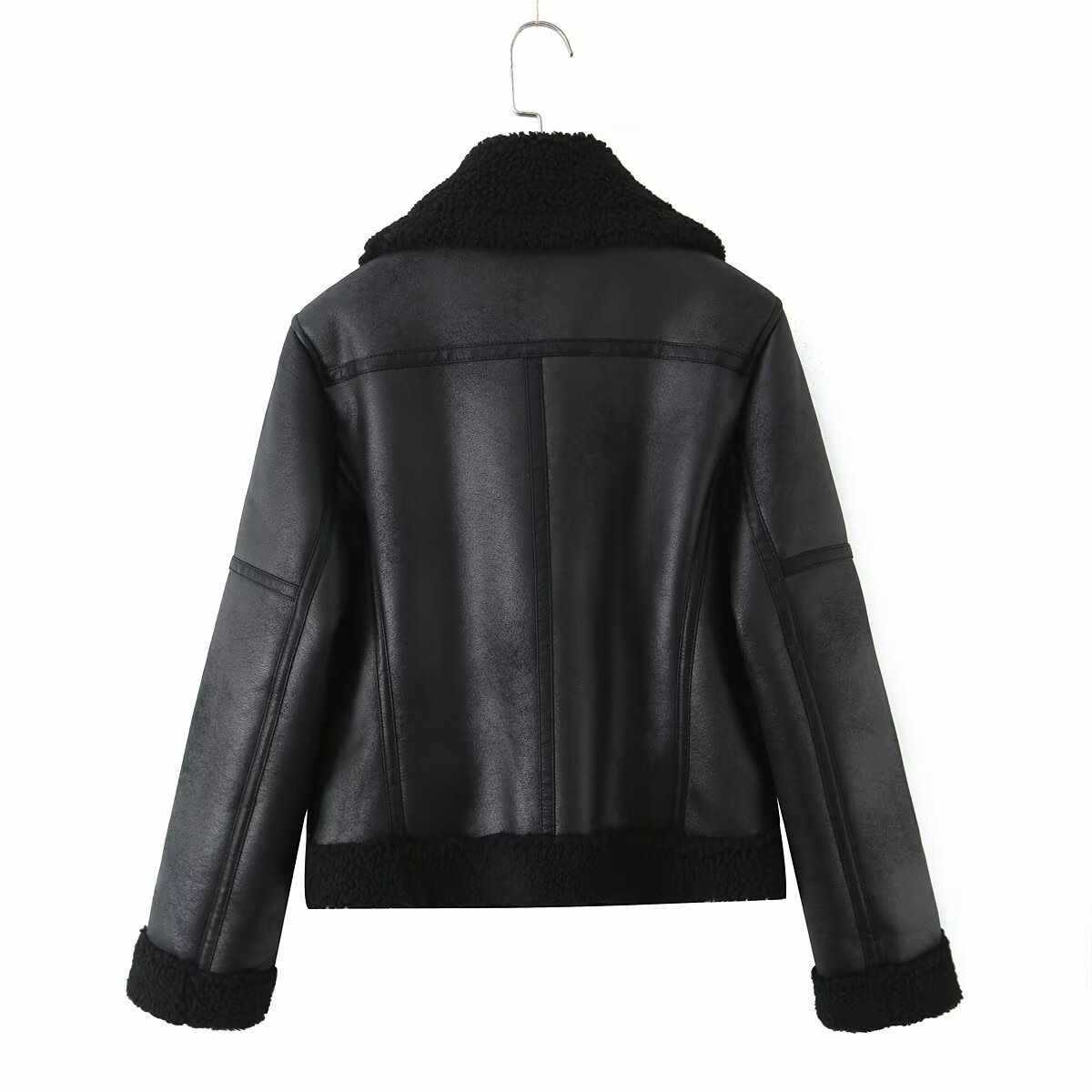 Women's Fashionable Warm Cotton Jacket Motorcycle Fur Coat LadyShow.Store